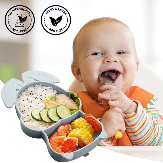 BunniePlate Toddler Training Plate- Blue BunnieCup The Teething Egg 