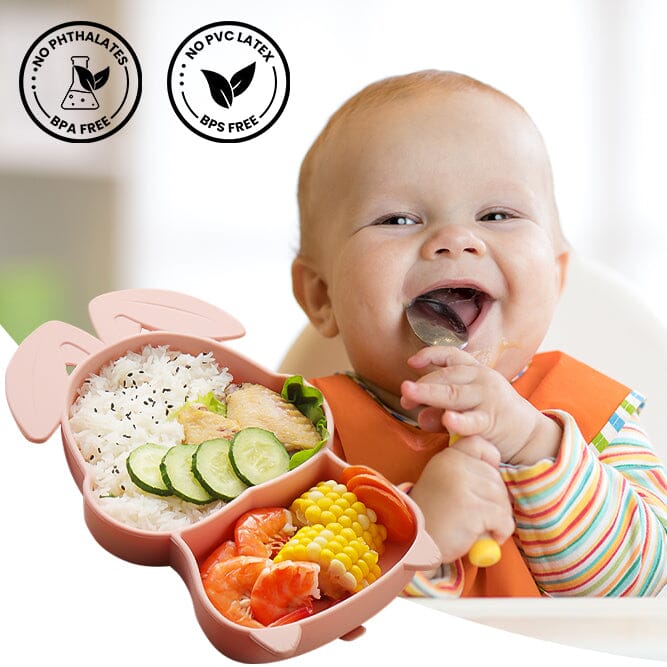 BunniePlate Toddler Training Plate- Pink BunnieCup The Teething Egg 